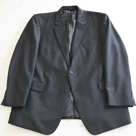 Jos A Bank 48R Charcoal Gray 100% Wool Flannel Blazer‎ Sport Coat Suit Jacket
